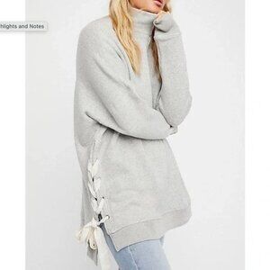 Free People Light Gray Sweater with Cream Side Ties